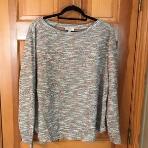 LOFT Pastel Multicolor Bouclé Crewneck Sweater